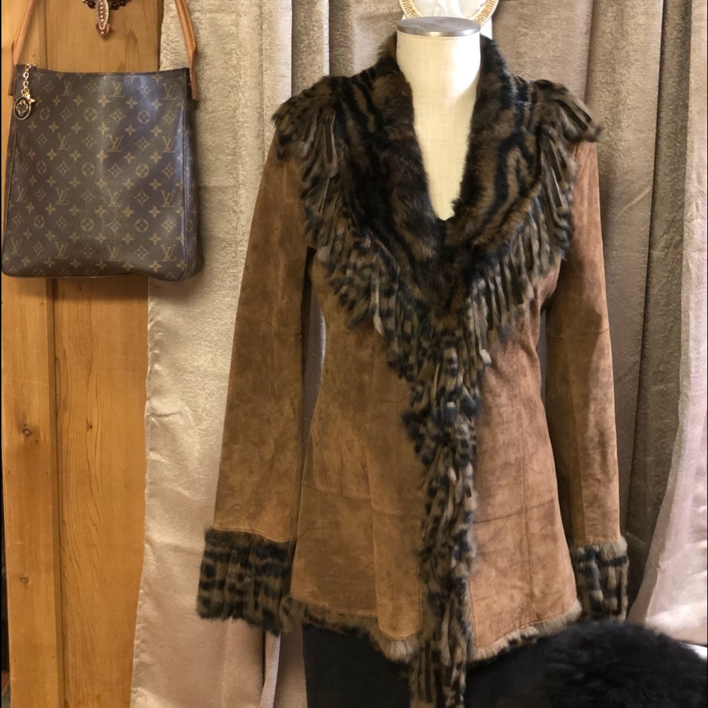 Rabbit And Leather/Suede Jacket